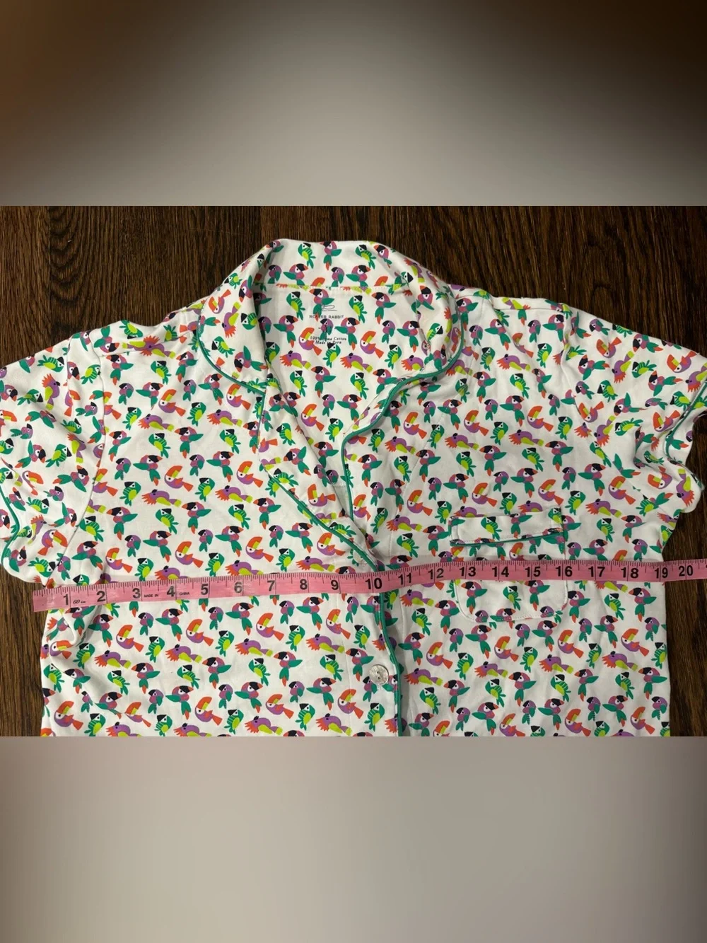 Roller Rabbit 2 Piece 100% Cotton Button-Up Pajama Top Size Medium